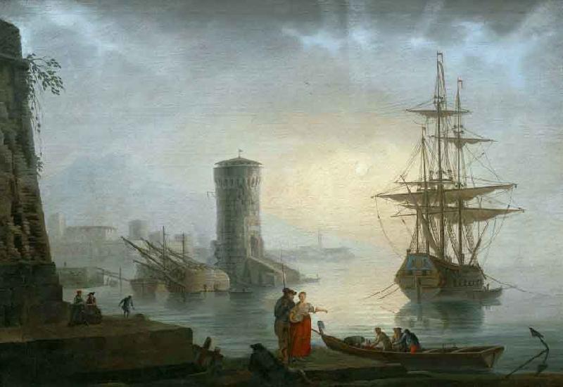 Adrien Manglard Mediterranean port oil painting image